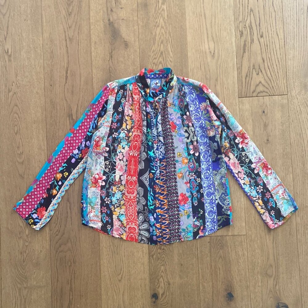 Johnny Was Treble Sofia Patchwork Floral-Print Bl… - image 5